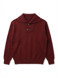 Burgundy Button Collar Knit Sweater