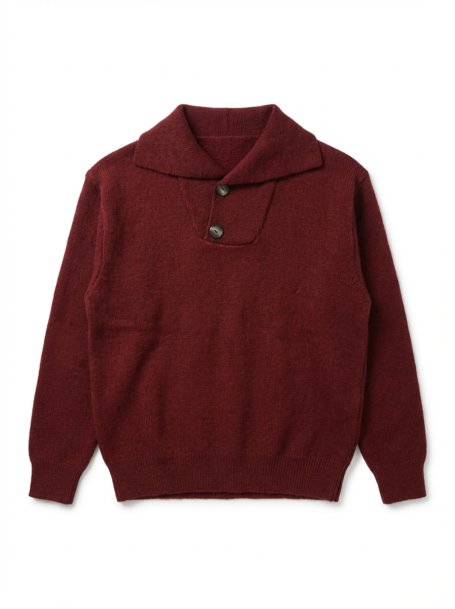Burgundy Button Collar Knit Sweater