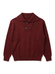 Burgundy Button Collar Knit Sweater