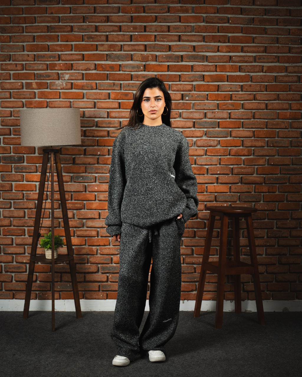 Bouclé Knit Gray Crewneck