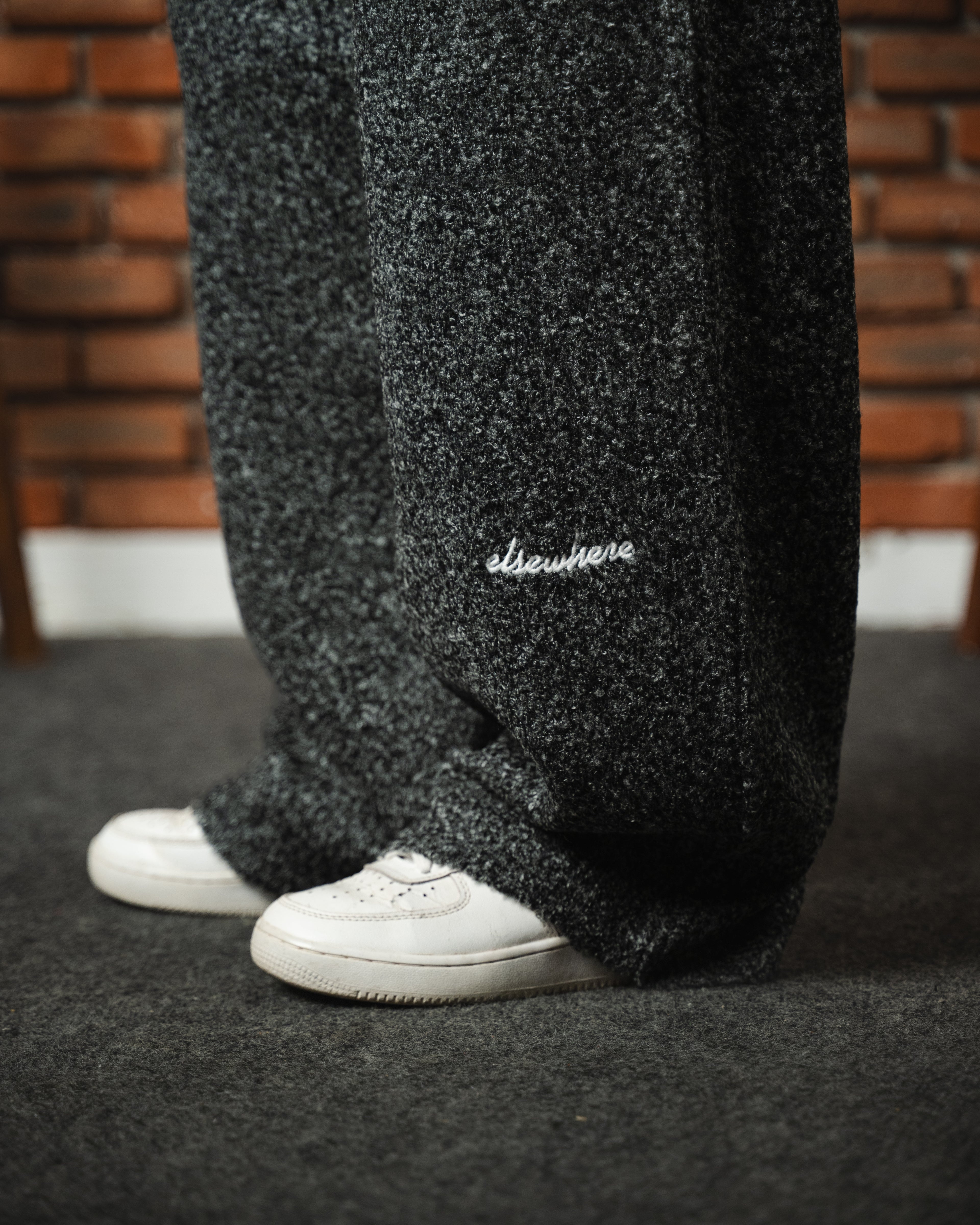 Bouclé Knit Gray Pants