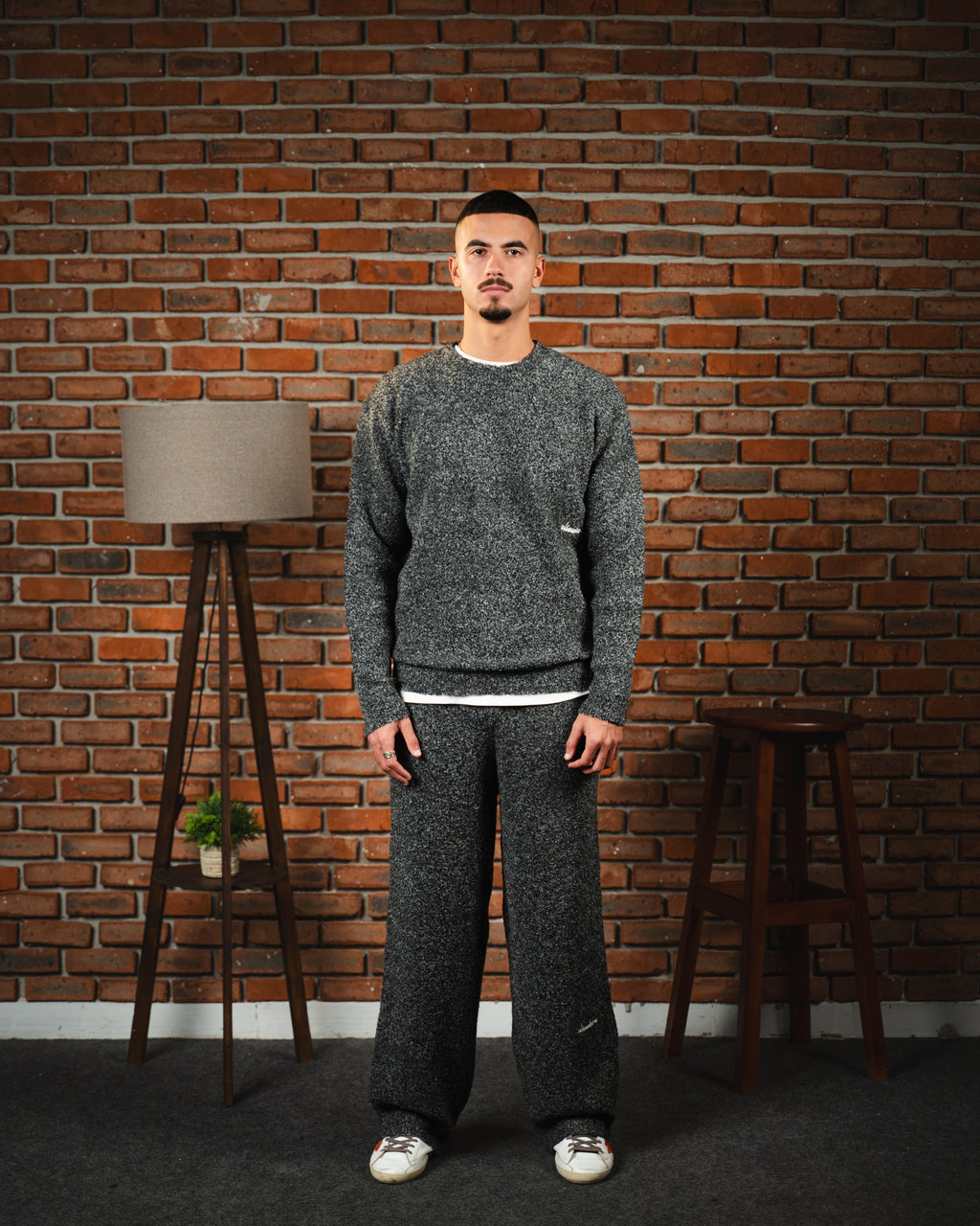 Bouclé Knit Gray Crewneck