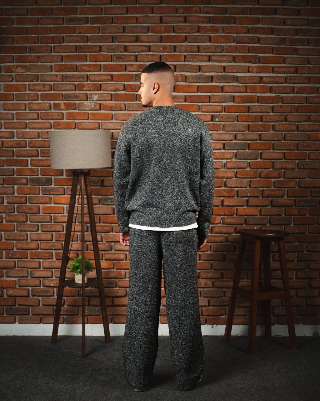 Bouclé Knit Gray Pants