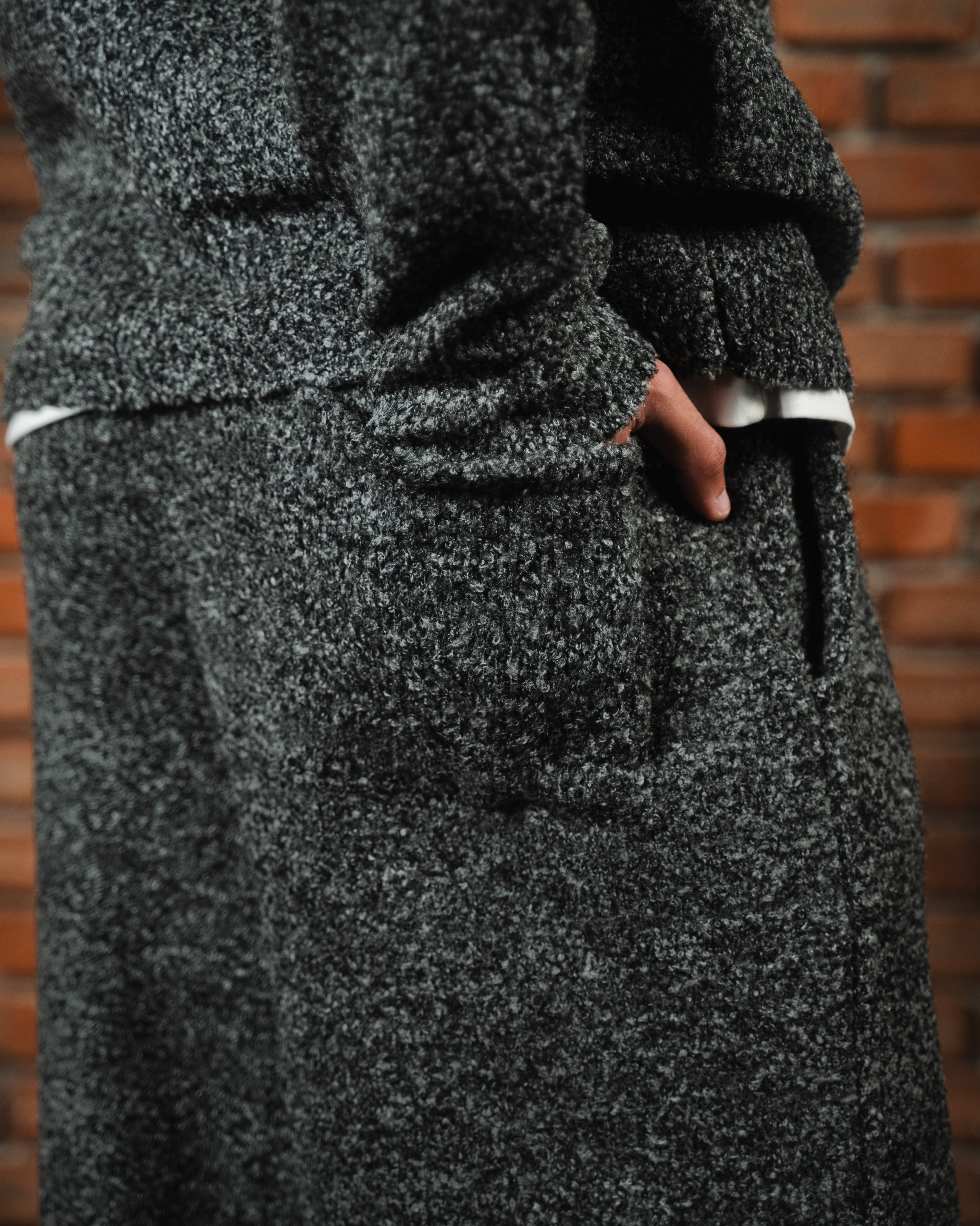 Bouclé Knit Gray Pants