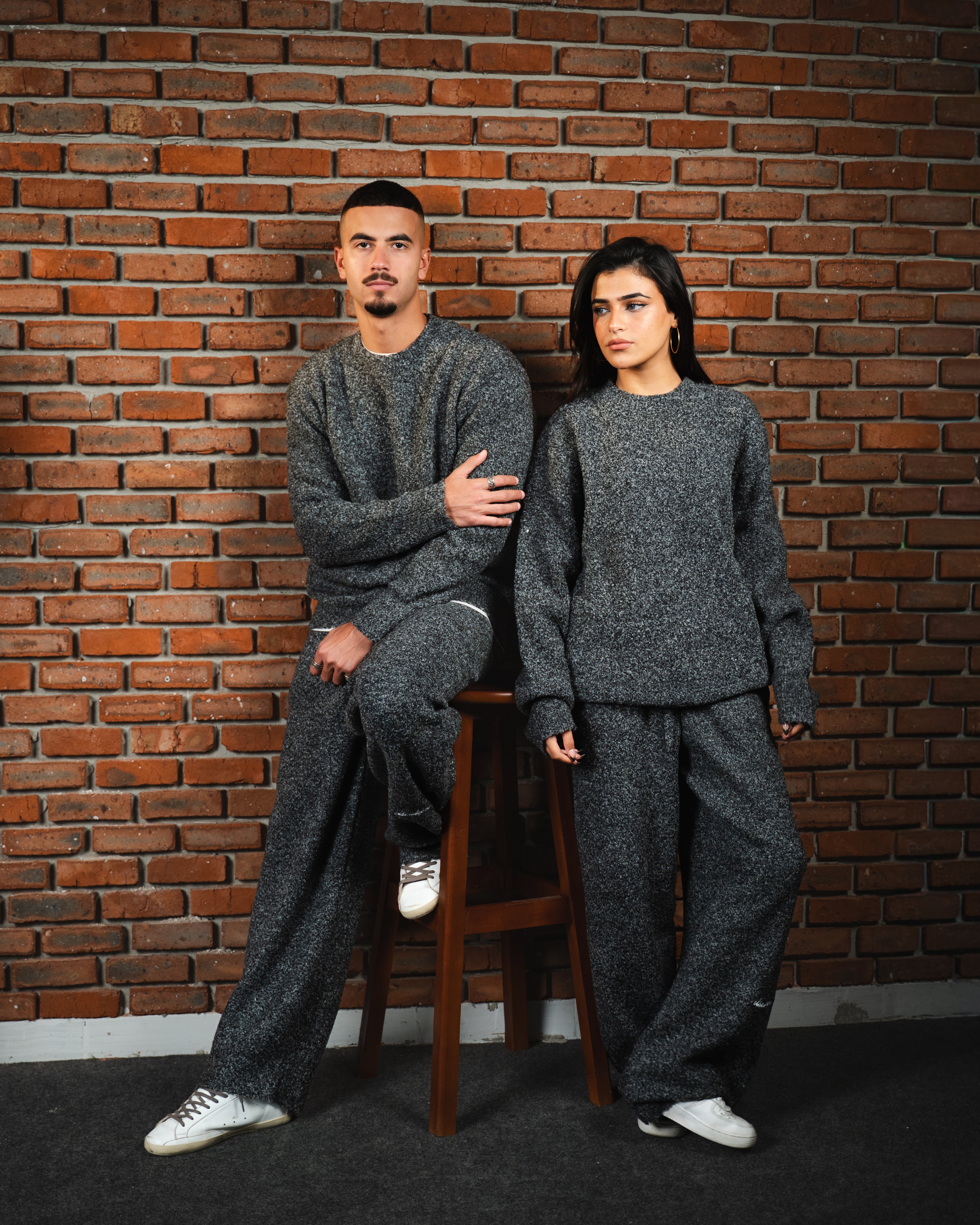 Bouclé Knit Gray Crewneck