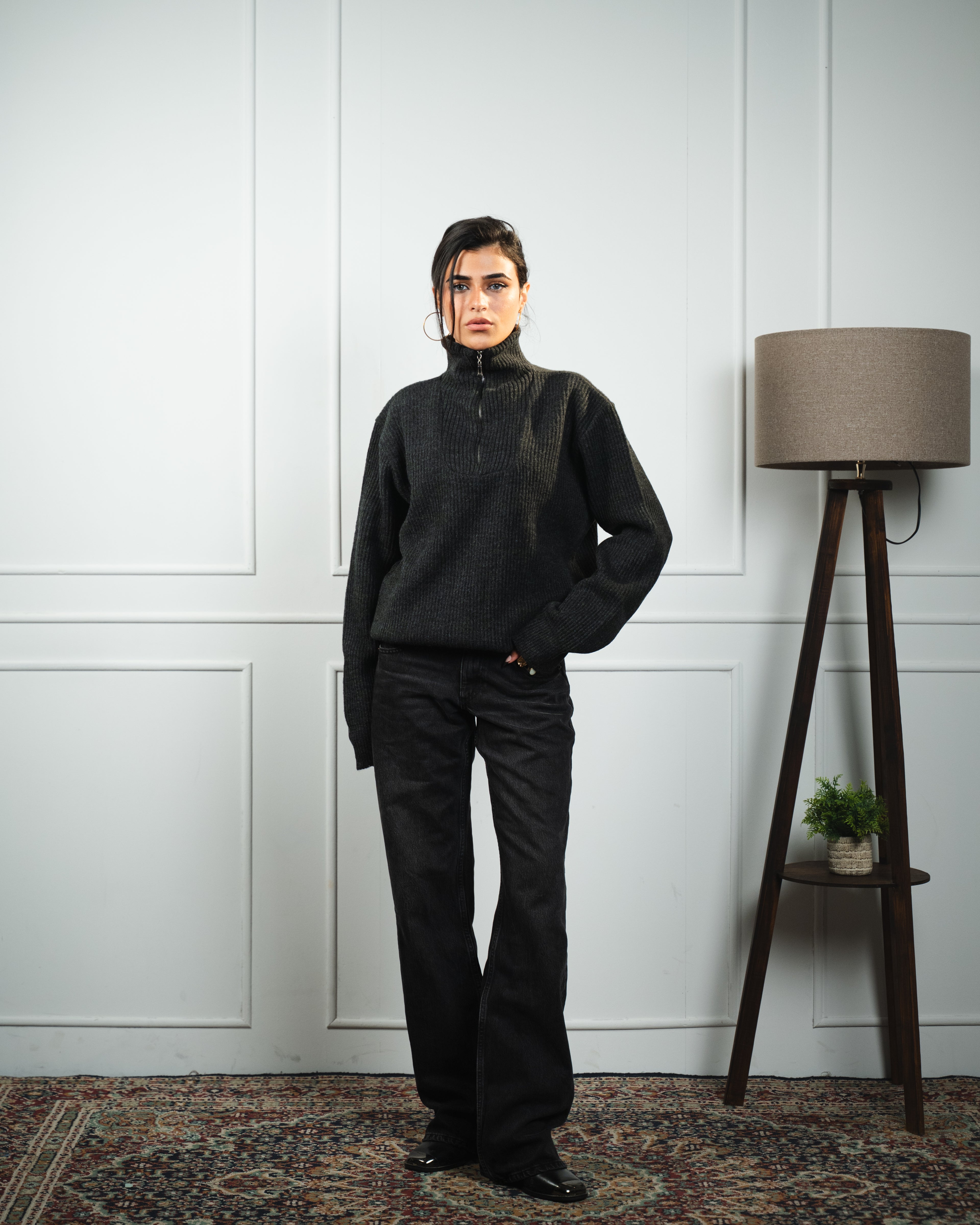 Anthracite Knitted Quarter Zip