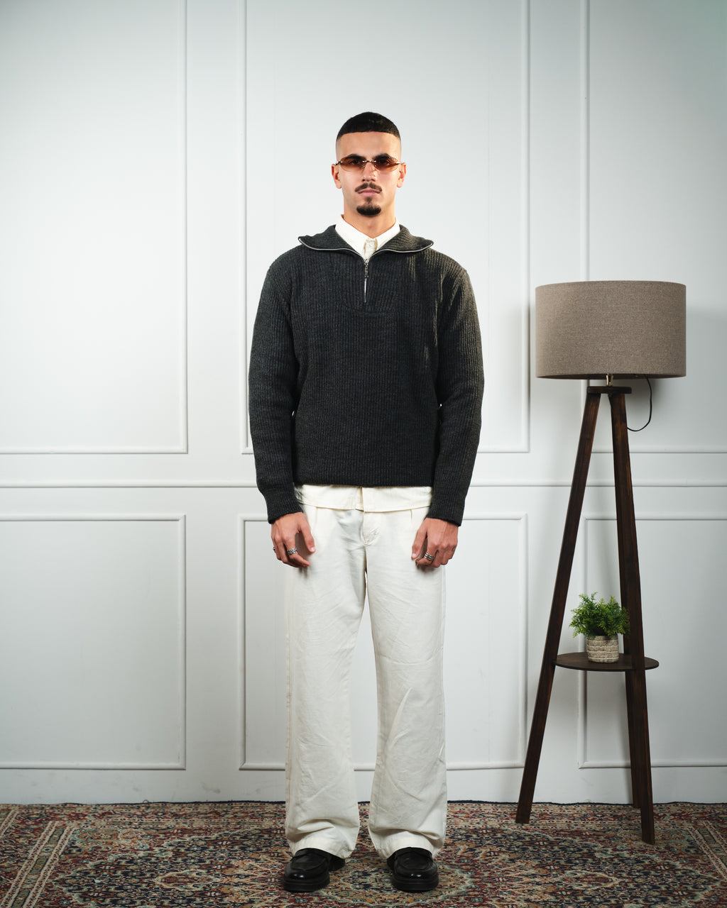 Anthracite Knitted Quarter Zip