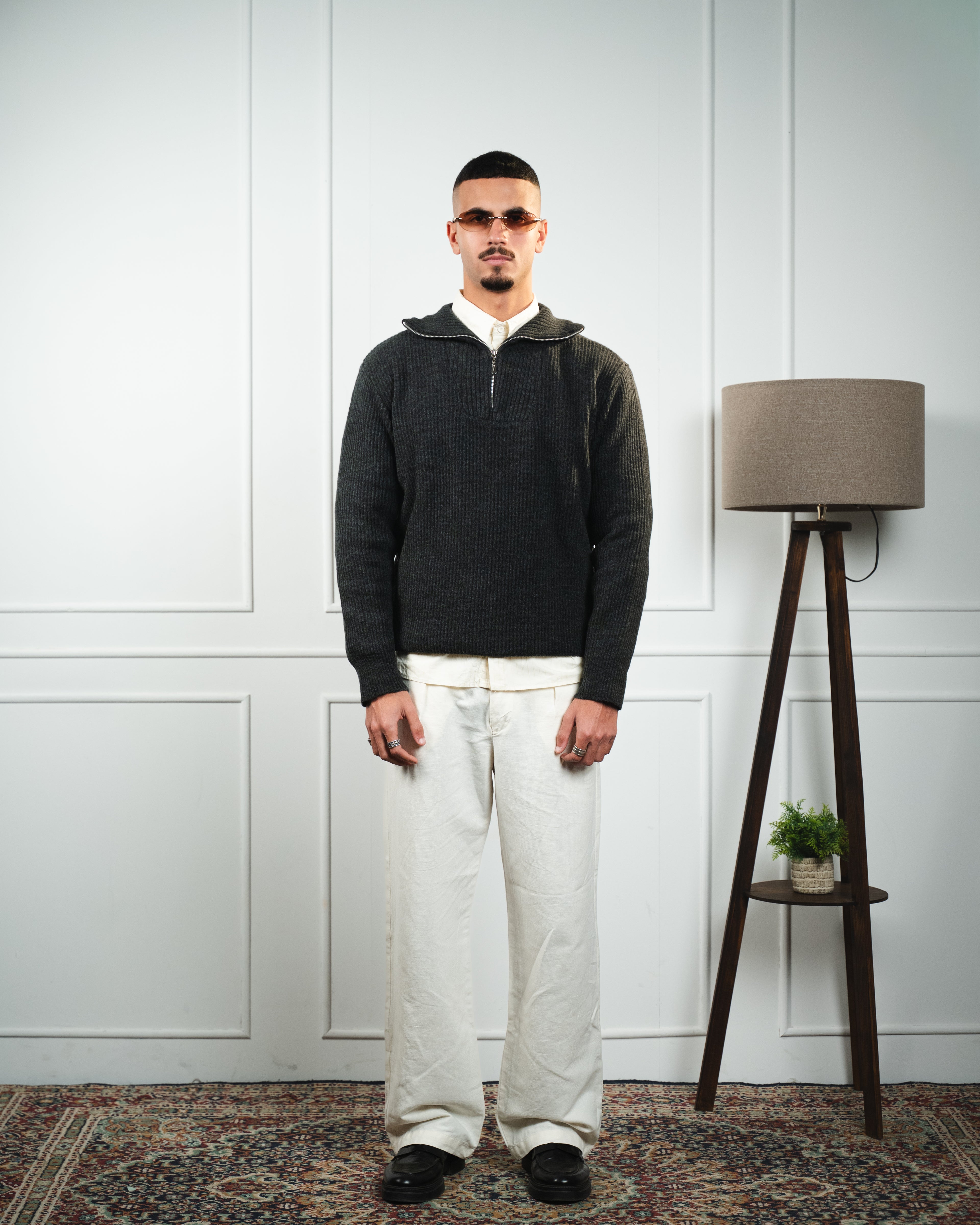 Anthracite Knitted Quarter Zip