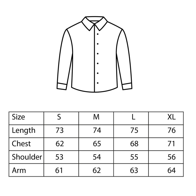 Size chart for Long Sleeve Pinstripe Shirt